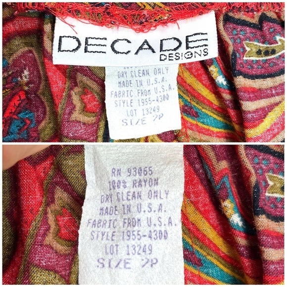 DECADE design 70s Vintage Paisley Print A-line Midi Skirt in Red - Picture 6 of 6